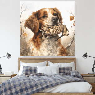 Brittany Spaniel & Waldschnepfenjagd Leinwanddruck