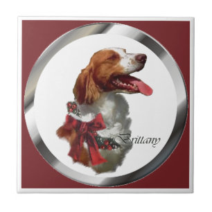 Brittany Spaniel Weihnachten Fliese