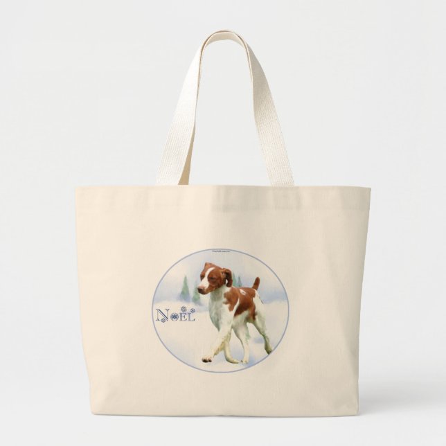 Brittany Spaniel Weihnachten Jumbo Stoffbeutel (Vorne)
