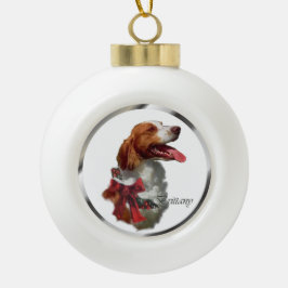 Brittany Spaniel Weihnachten Keramik Kugel-Ornament
