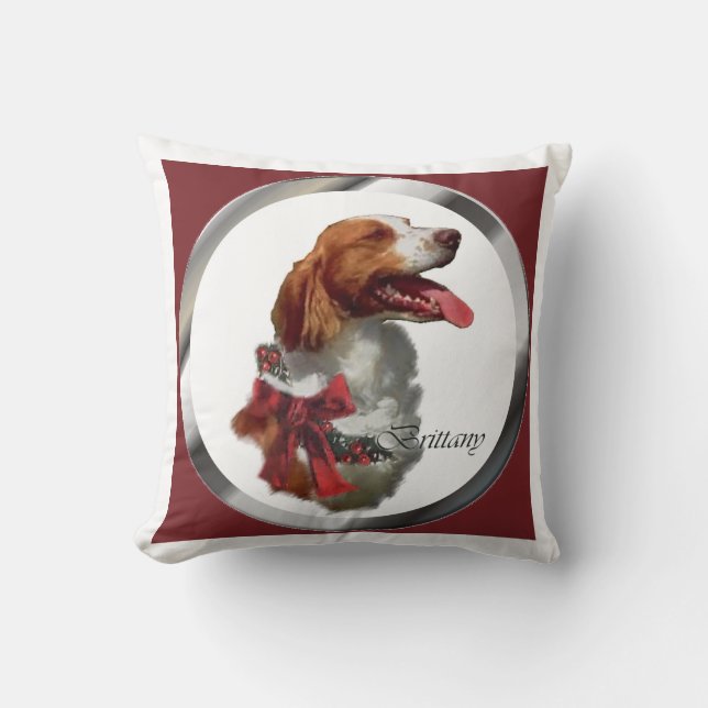 Brittany Spaniel Weihnachten Kissen (Vorderseite)