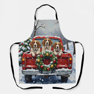 Brittany Spaniel Weihnachten Rotes Lastwagen Ferie Schürze