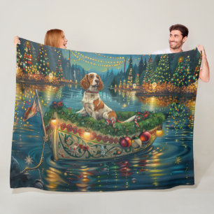 Brittany Spaniel Weihnachtliche Reise Fleecedecke