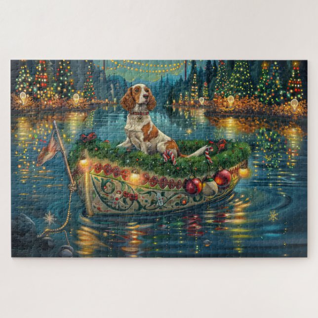 Brittany Spaniel Weihnachts Feierliche Reise (Horizontal)
