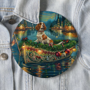 Brittany Spaniel Weihnachts Feierliche Reise Button