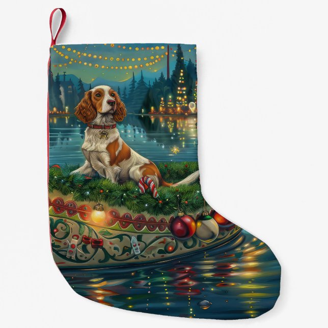 Brittany Spaniel Weihnachts Feierliche Reise Kleiner Weihnachtsstrumpf (Vorderseite)