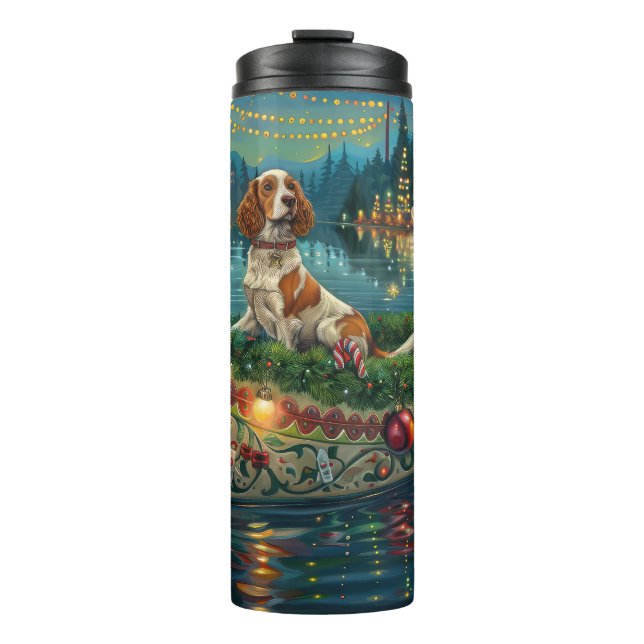 Brittany Spaniel Weihnachts Feierliche Reise Thermosbecher (Vorderseite)