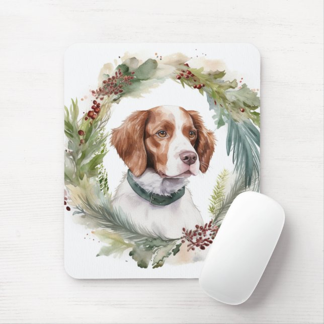 Brittany Spaniel Weihnachtsfeiertag Festliche Jung Mousepad (Mit Mouse)