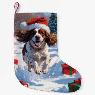 Brittany Spaniel Weihnachtsfestliche Schneeszene Kleiner Weihnachtsstrumpf