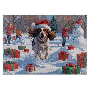 Brittany Spaniel Weihnachtsfestliche Schneeszene Schneidebrett
