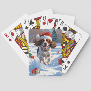 Brittany Spaniel Weihnachtsfestliche Schneeszene Spielkarten