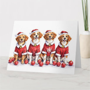 Brittany Spaniel Weihnachtskleid Santa Hut Karte
