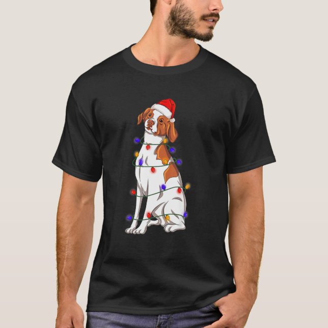 BRITTANY SPANIEL WeihnachtsLICHT Weihnachten Weihn T-Shirt (Vorderseite)