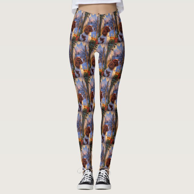 Brittany Spaniel with Christmas Lights Holiday  Leggings (Vorderseite)