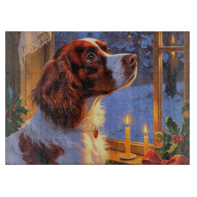 Brittany Spaniel with Christmas Lights Holiday  Schneidebrett (Vorderseite)