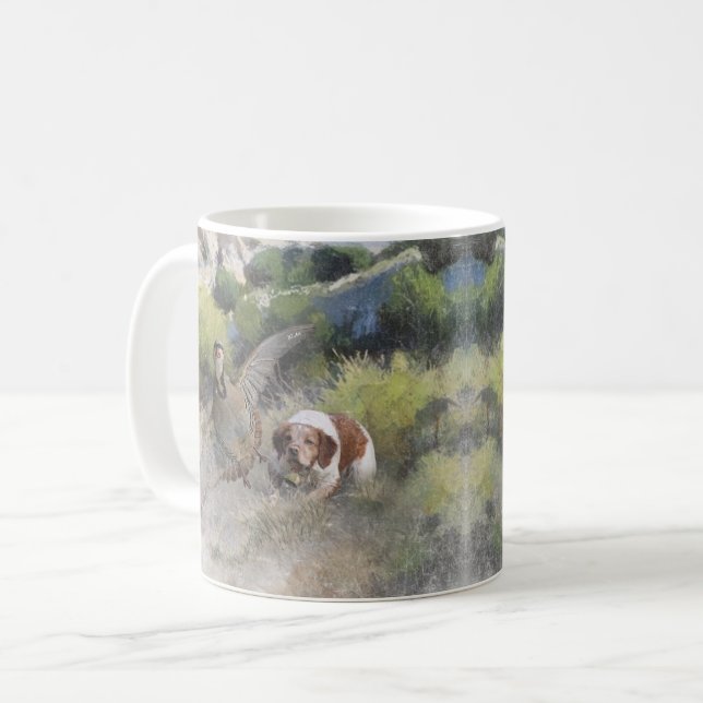 Brittany Spanisch Jagdchukar-Partridge, Art Kaffeetasse (Vorderseite Links)