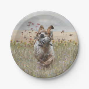 Brittany Spanische Jagdquail , Art Pappteller