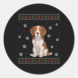 Brittany Spanische Weihnachts-Sweater Xmas Haustie Runder Aufkleber