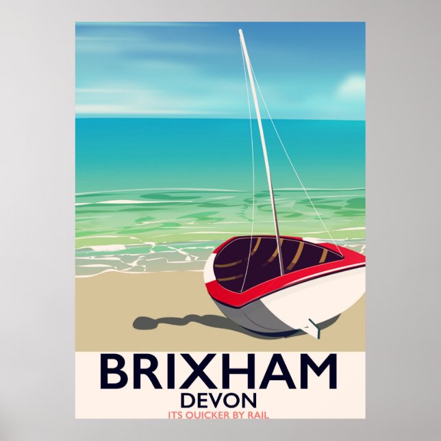 Brixham beach Devon vintage travel poster (Vorne)