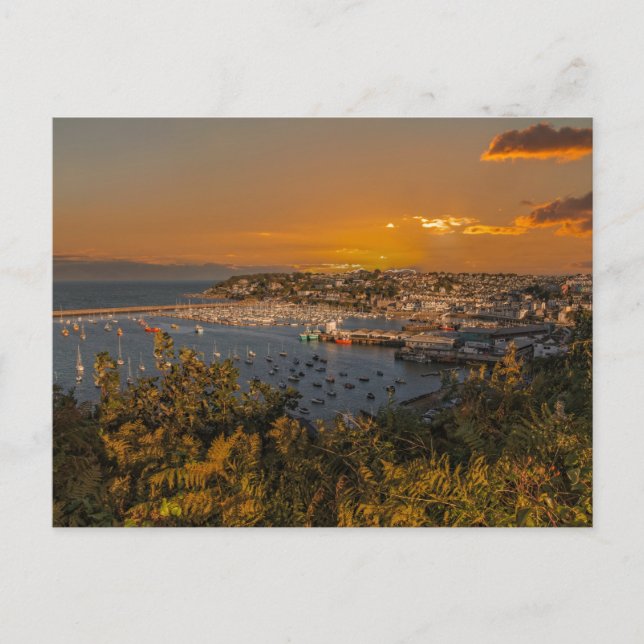 Brixham Harbour at Sunset Postkarte (Vorderseite)