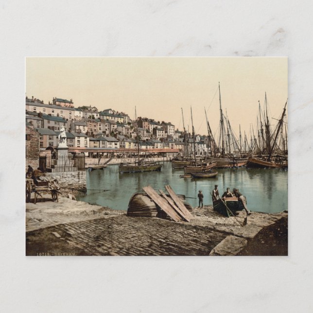 Brixham Harbour, Devon c.1895 Postkarte (Vorderseite)