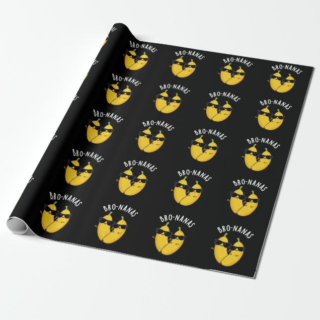 Bro-nanas Funny Fruit Banana Pun Dark BG Geschenkpapier (Ungerollt)