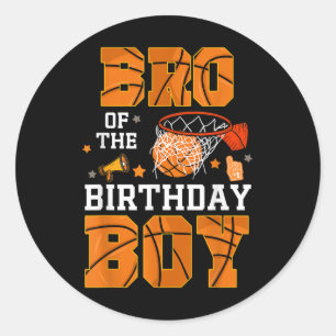 Bro of the Birthday Boy Basketball B-day Decoratio Runder Aufkleber
