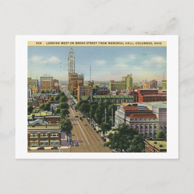 Broad St., Columbus, Ohio Postkarte (Vorderseite)