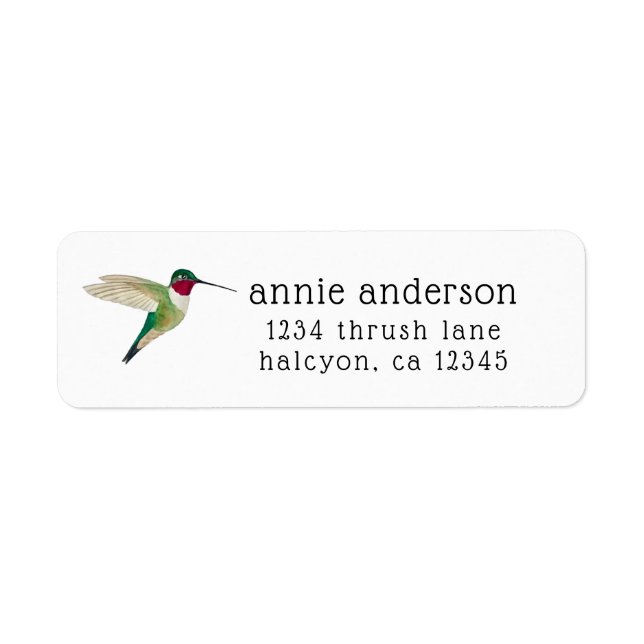 Broad-tails Hummingbird Return Address Label (Vorne)