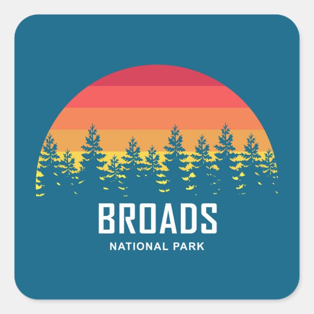 Broads National Park Rainbow Trees Quadratischer Aufkleber (Vorderseite)