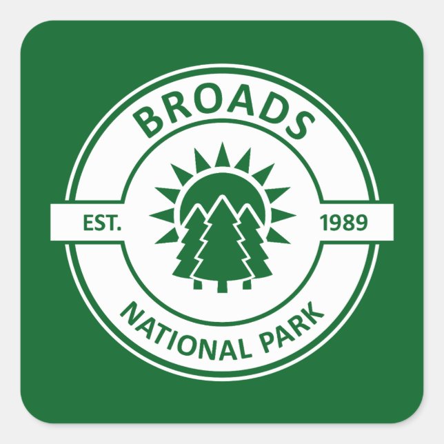 Broads National Park Sun Trees Quadratischer Aufkleber (Vorderseite)