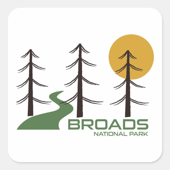 Broads National Park Trail Quadratischer Aufkleber (Vorderseite)