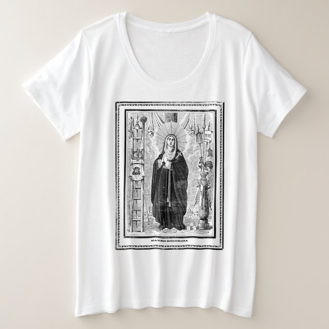 Broadsheet with the Virgin of Sorrows Große Größe T-Shirt (Design vorne)