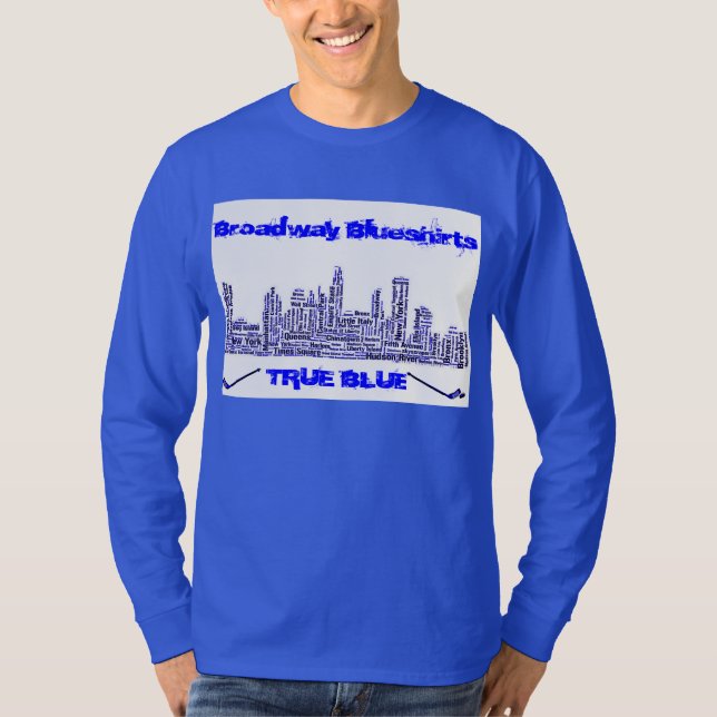 Broadway Blueshirts wahres blaues Longsleeve T-Shirt (Vorderseite)