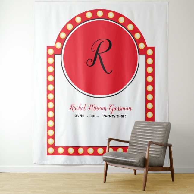 BROADWAY MARQUEE Bat Mitzvah Foto Stand Hintergrun Wandteppich (Beispiel)