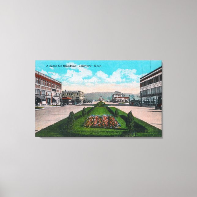 Broadway SceneLongview, WA Leinwanddruck (Vorderseite)