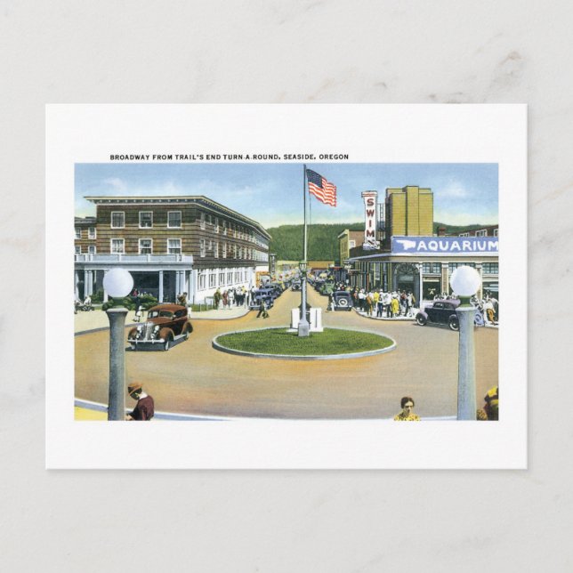 Broadway, Seaside, Oregon Postkarte (Vorderseite)