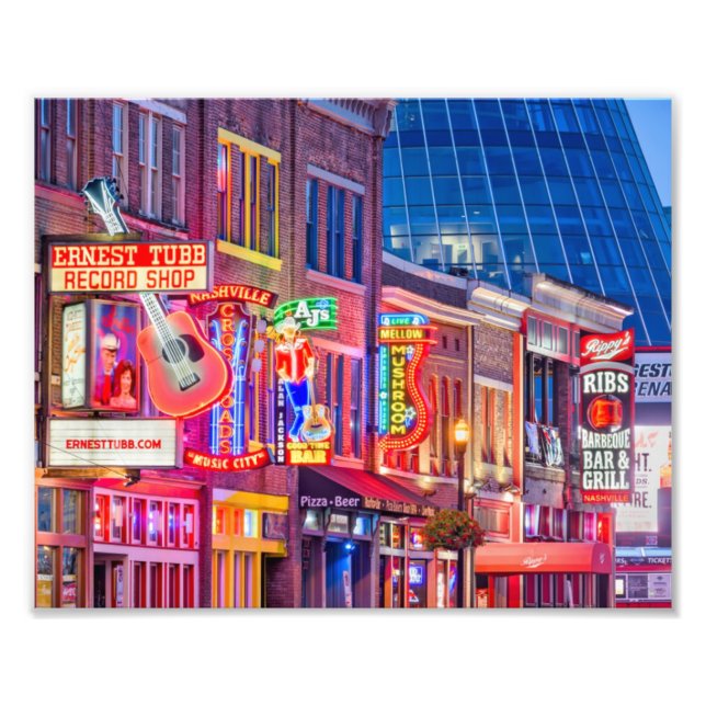 Broadway Street Downtown Nashville Tennessee Fotodruck (Vorne)