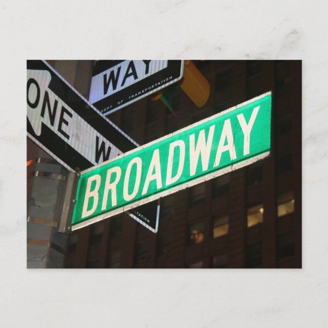 Broadway Street Sign Postkarte (Vorderseite)