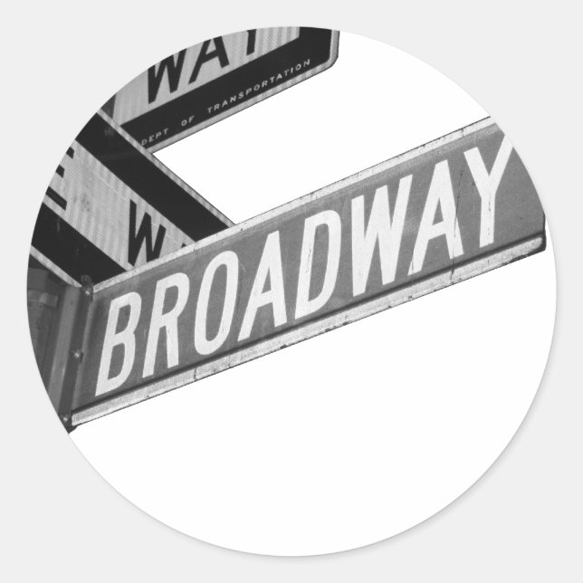Broadway-Zeichen Runder Aufkleber (Vorderseite)
