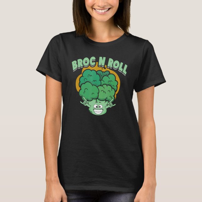 Broc N Roll   Vegan Vegetarian Broccoli Vegetable T-Shirt (Vorderseite)