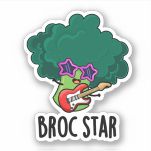 Broc Star Funny Brocolli Rock Star Pun Aufkleber