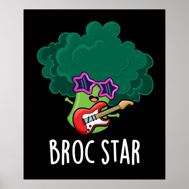 Broc Star Funny Brocolli Rock Star Pun Dark BG Poster (Vorne)