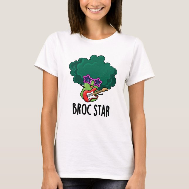 Broc Star Funny Brocolli Rock Star Pun T-Shirt (Vorderseite)