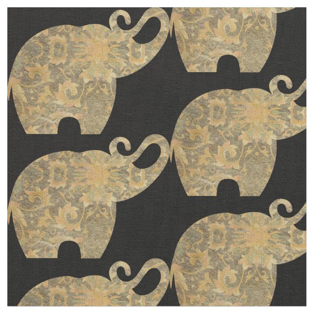 Brocade Elephants Custom Fabric Stoff (Nahaufnahme)