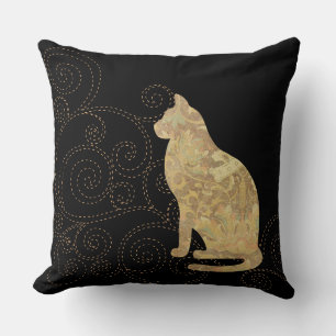 Brocade-Katze mit Stitches Square Throw Kissen