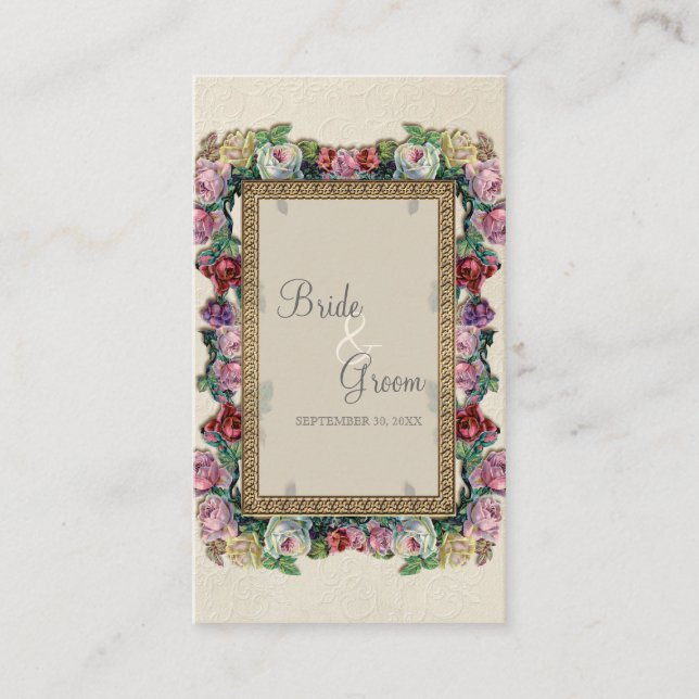 Brocade Or Floral Formal Élégant Cartes de siège (Devant)