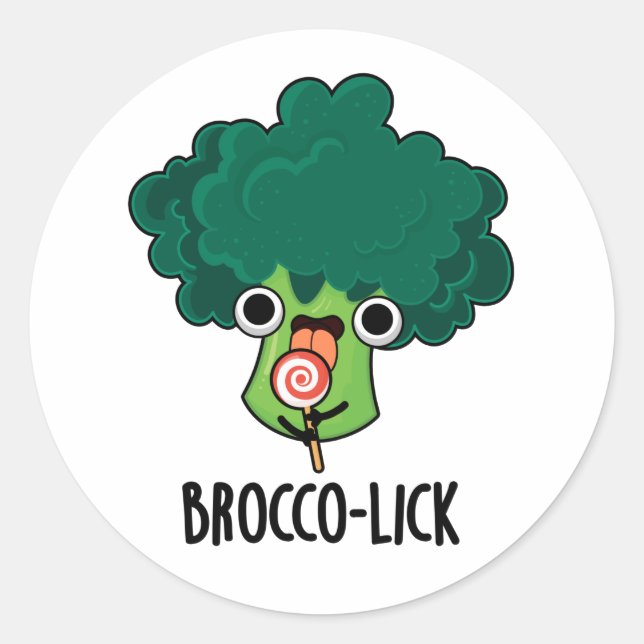 Brocco lick Funny Veggie Broccoli Pun Runder Aufkleber (Vorderseite)