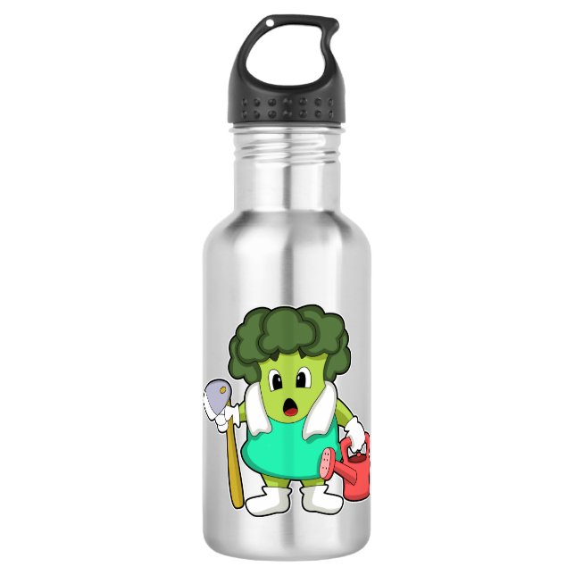 Broccoli als Bauer mit Wasserkocher Edelstahlflasche (Vorderseite)