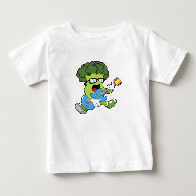 Broccoli als Musiker mit Gitarre Baby T-shirt (Vorderseite)
